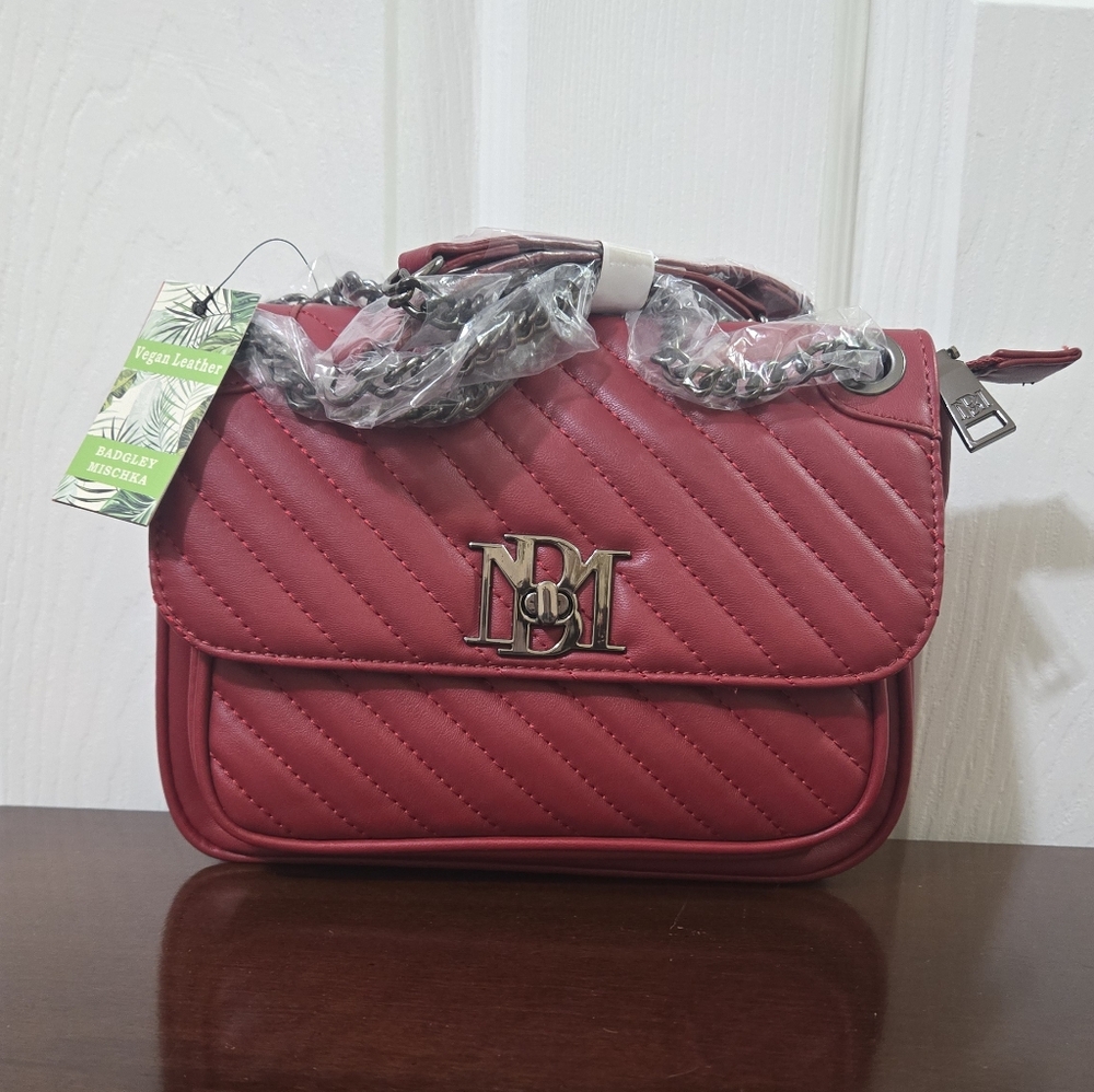 Badgley Mischka Red Quilted Crossbody Bag